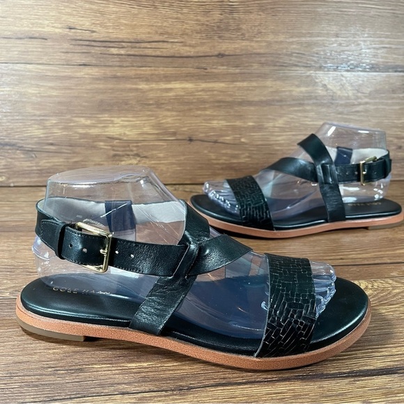 Cole Haan Findra Black Leather Strappy Sandals Women’s Size 7 Shoes - Picture 1 of 11